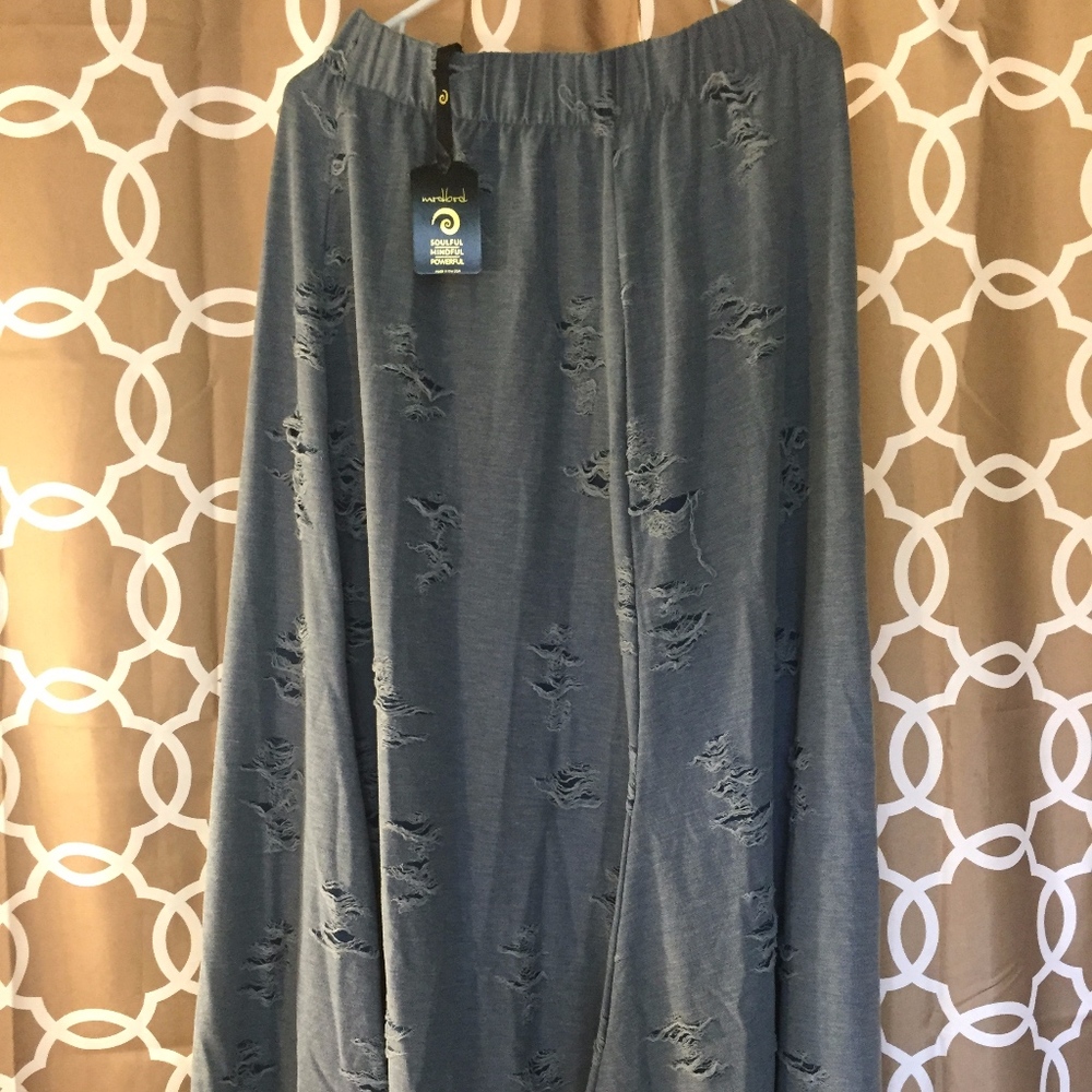 Modbod Distressed Denim Maxi Skirt (size L)